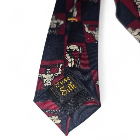 Vintage Josh Bach Body Builder Printed Checkered Neck Tie - Picture 6 of 8